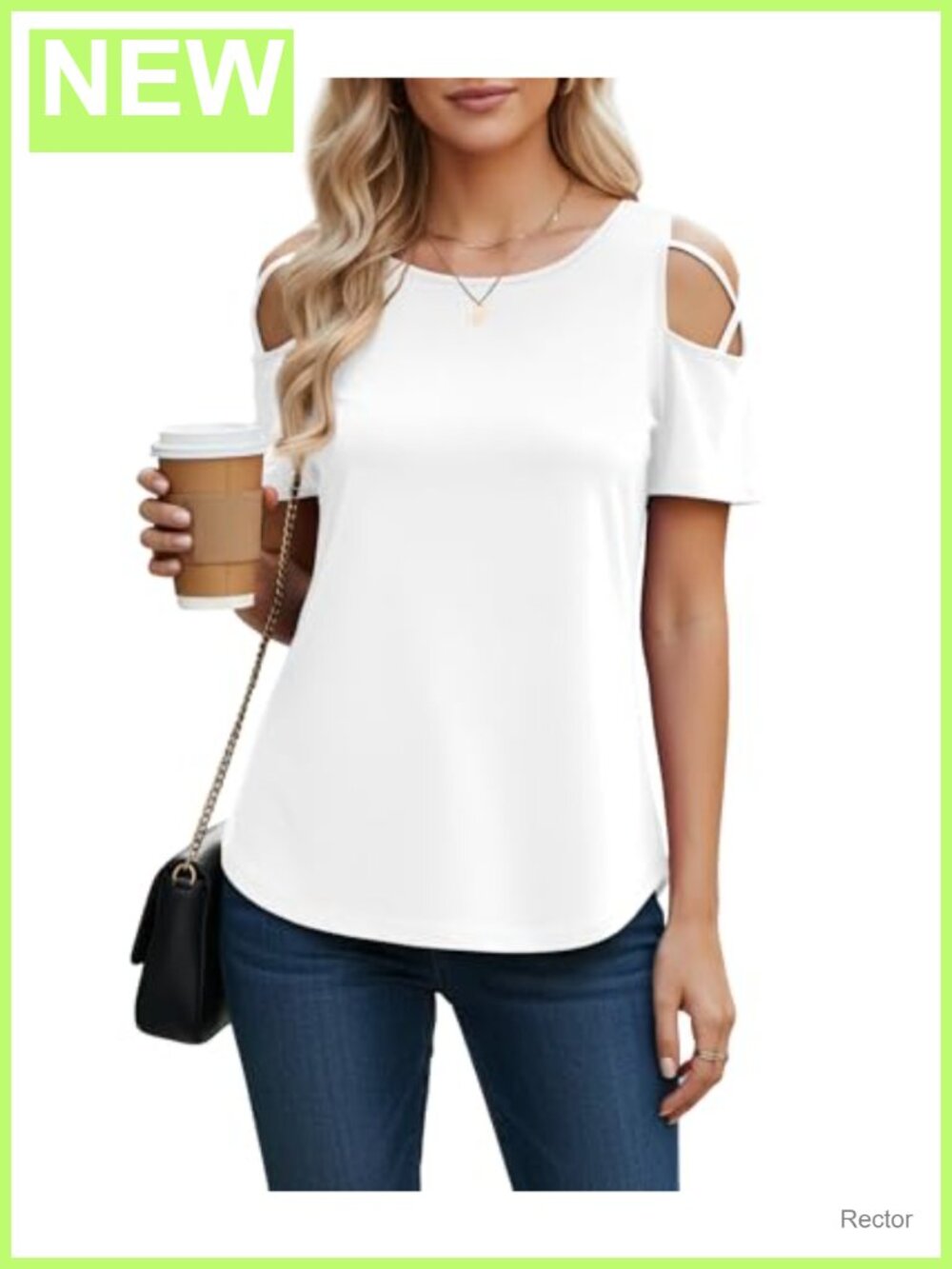Cold Shoulder Tunic Top Rayon Spandex Scoop Neck High Low Summer Blouse